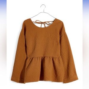 NWT Madewell Peplum Open-Back Top in Toffee